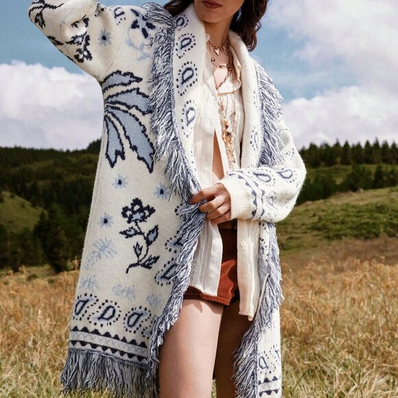 Multicolor Casual Women's Bohemian Cardigan - Picture 1 of 9